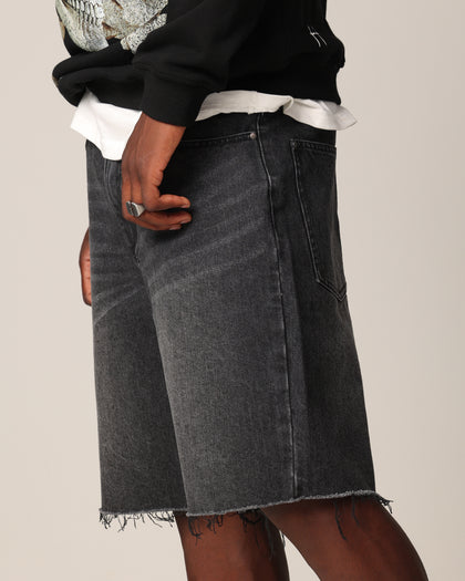 Saint Morta Baggy Denim Shorts Black Shadow