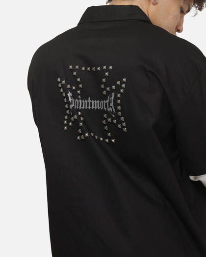 Saint Morta Marked Layered Long Sleeve Button Up Shirt Black/White