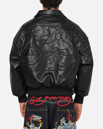Ed Hardy Studded Bomber Jacket Black