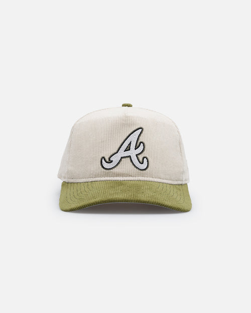 New Era Atlanta Braves  'Dusty Olive Corduroy' Golfer Pre-Curved Snapback Green Med