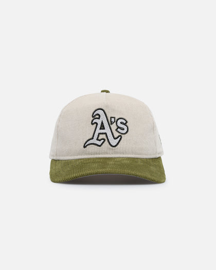 New Era Oakland Athletics 'Dusty Olive Corduroy' Golfer Pre-Curved Snapback Green Med