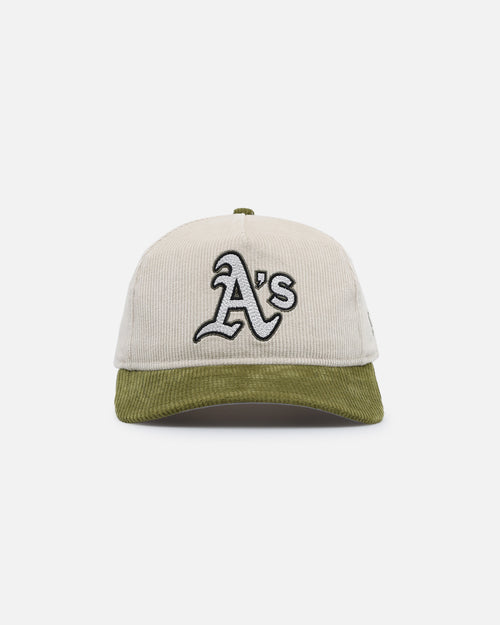 New Era Oakland Athletics 'Dusty Olive Corduroy' Golfer Pre-Curved Snapback Green Med