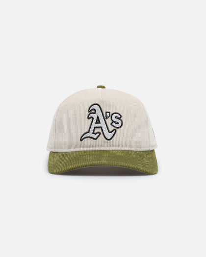 New Era Oakland Athletics 'Dusty Olive Corduroy' Golfer Pre-Curved Snapback Green Med