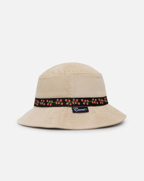 Carre Floraux Corduroy Bucket Hat Stone