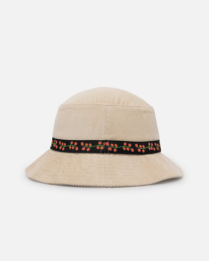 Carre Floraux Corduroy Bucket Hat Stone