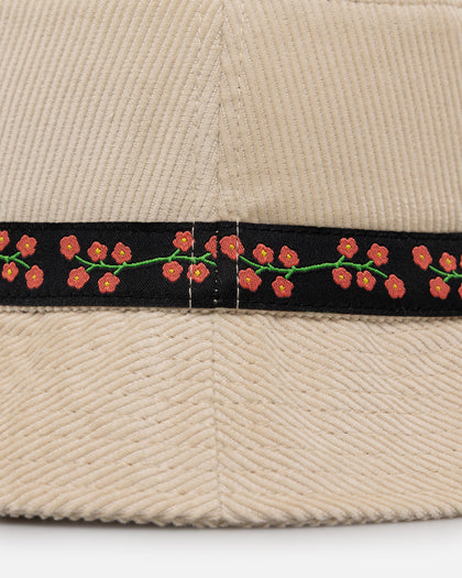 Carre Floraux Corduroy Bucket Hat Stone