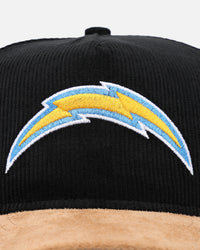 New Era Los Angeles Chargers 'Corduroy Suede' Pre-Curved Golfer Snapback Washed Black