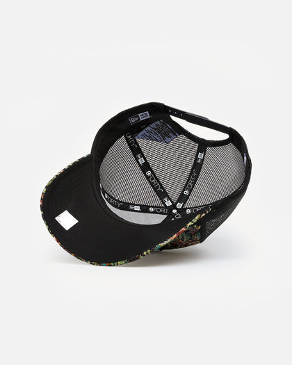 New Era Chicago Bulls 'Black Floral Tapestry' 9FORTY A-Frame Trucker Snapback Tapestry
