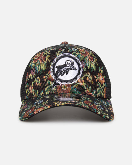 New Era Miami Dolphins 'Black Floral Tapestry' 9FORTY A-Frame Trucker Snapback Tapestry