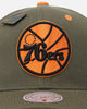 Mitchell & Ness Philadelphia 76ers 'Harmony of Hues' Pro Crown Snapback Olive/Orange