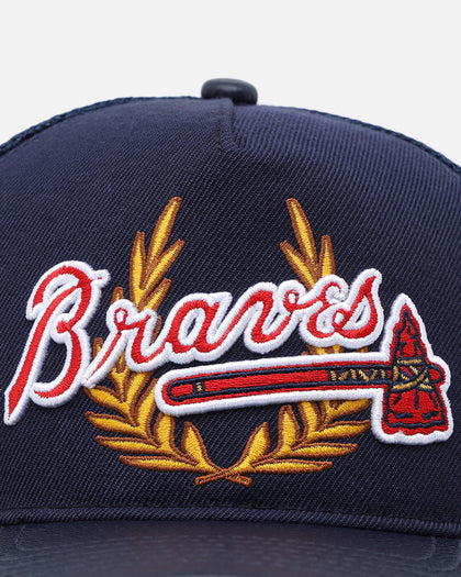 Pro Standard Atlanta Braves Fast Lane Logo Wool Trucker Strapback Midnight Navy