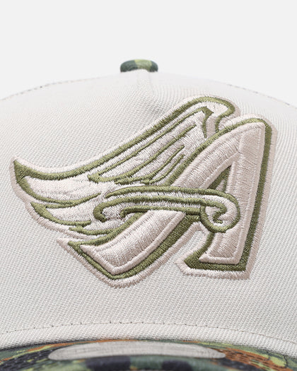 New Era Los Angeles Angels "Camo Visor" 9FORTY A-Frame Trucker Snapback Stone/Olive