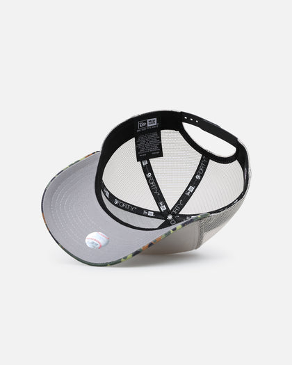 New Era Atlanta Braves "Camo Visor" 9FORTY A-Frame Trucker Snapback Stone/Olive