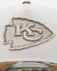 New Era Kansas City Chiefs "Camo Visor" 9FORTY A-Frame Trucker Snapback Stone/Olive