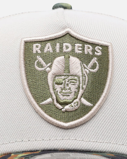 New Era Las Vegas Raiders "Camo Visor" 9FORTY A-Frame Trucker Snapback Stone/Olive