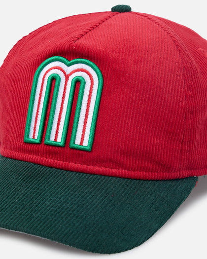 New Era Mexico National Baseball Team 'Mexican Cord Golfer' Corduroy Golfer Snapback Red/Green