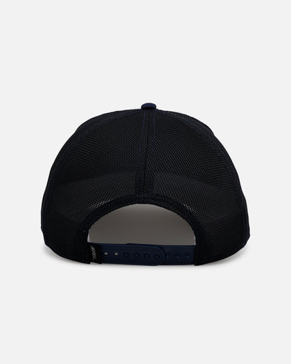 Goorin Bros The Lone Wolf Leather Trucker Snapback Navy
