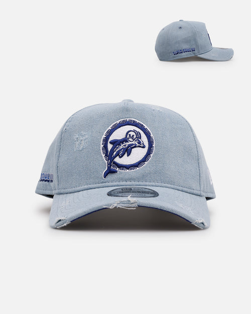 New Era Miami Dolphins 'Distressed Denim' 9FORTY A-Frame Snapback Light Wash Denim