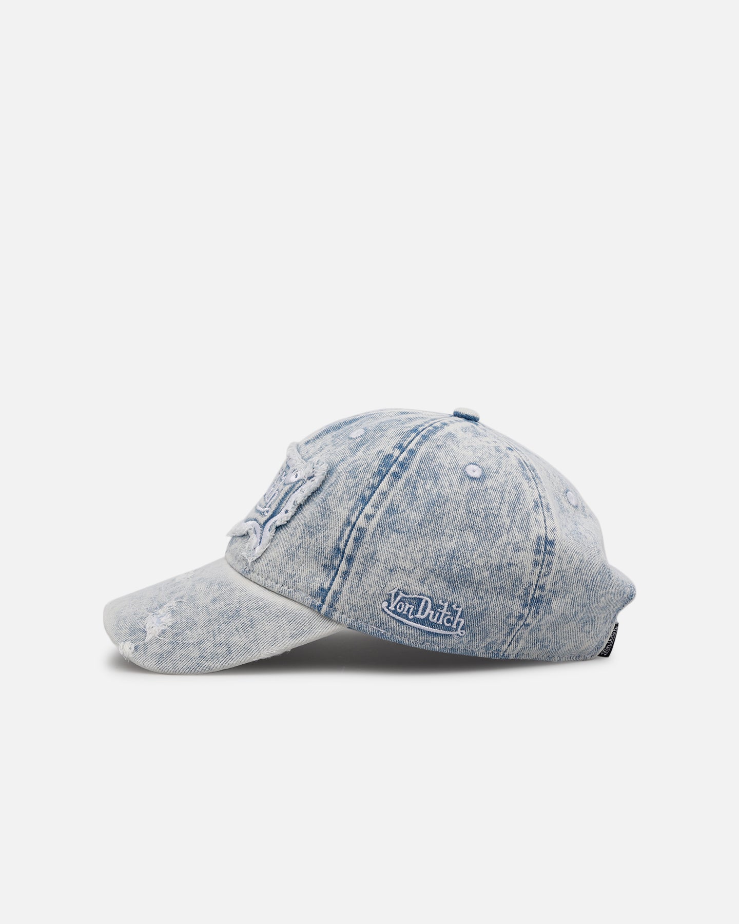 Von Dutch Washed Denim Dad Strapback Hat Light Blue | Culture Kings NZ