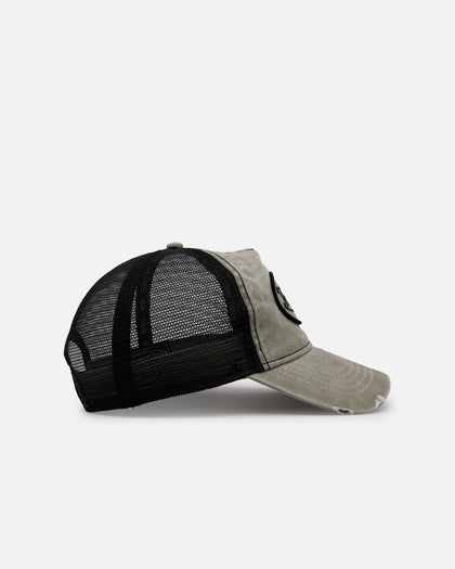 Von Dutch Washed Unstructured Trucker Snapback Washed Olive