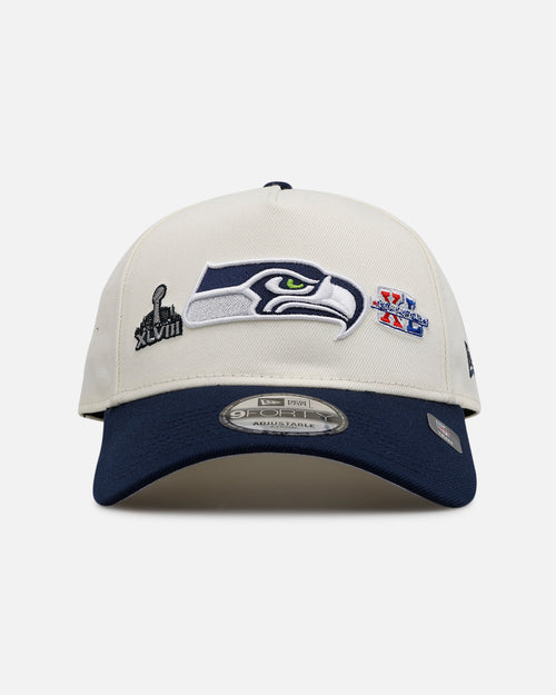 New Era Seattle Seahawks 'Super Bowl Logos' 9FORTY A-Frame Snapback Chrome