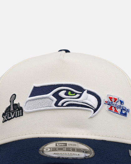 New Era Seattle Seahawks 'Super Bowl Logos' 9FORTY A-Frame Snapback Chrome