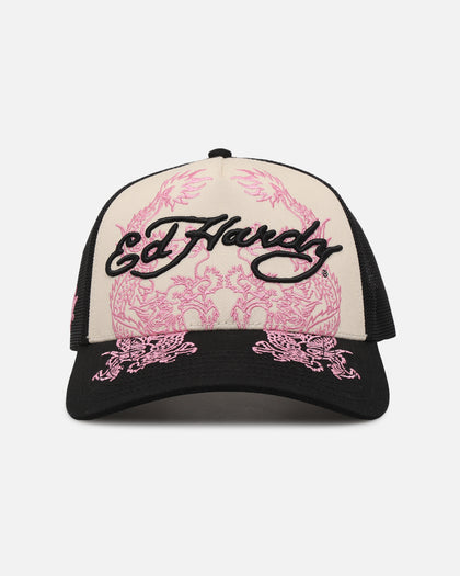 Ed Hardy Dragon Trucker Snapback Black/White