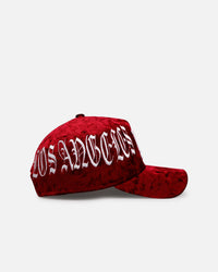 New Era Los Angeles Dodgers 'Velvet Gothic Script' 9FORTY A-Frame Snapback Maroon