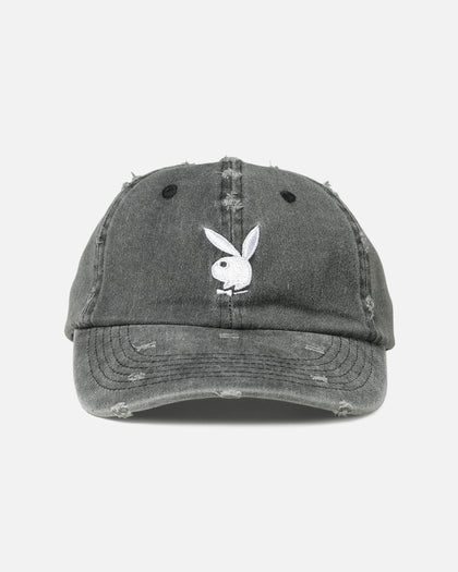 Playboy Distressed Vintage Strapback Dad Hat Black