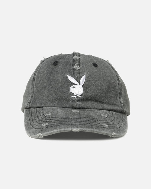 Playboy Distressed Vintage Strapback Dad Hat Black