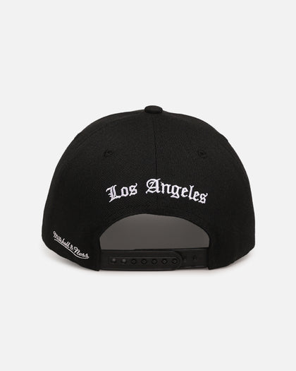 Mitchell & Ness Los Angeles Lakers 'Gothic Letter' Pro Pinch Snapback Black