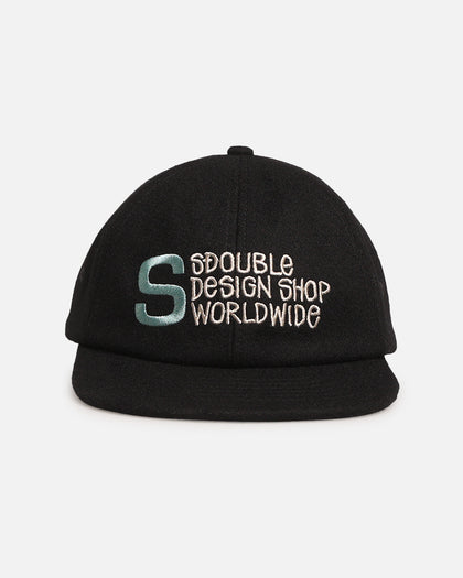 S Double Wool Strapback Cap Black
