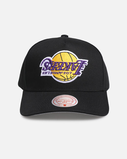 Mitchell & Ness Los Angeles Lakers 'Upside Down Logo' Pro Pinch Snapback Black