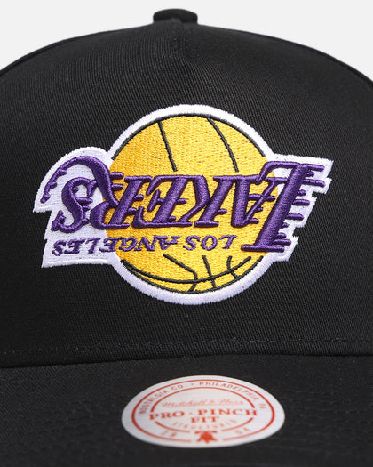 Mitchell & Ness Los Angeles Lakers 'Upside Down Logo' Pro Pinch Snapback Black