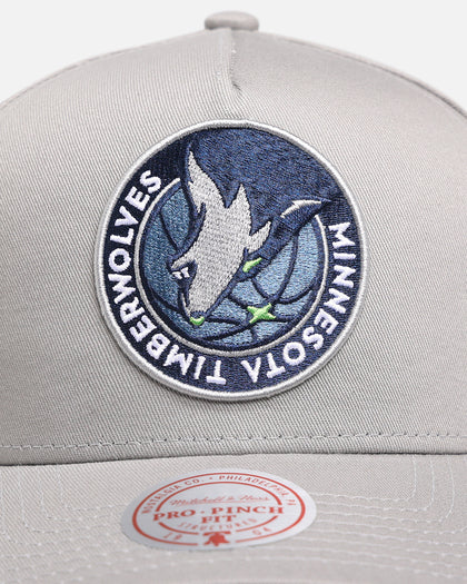 Mitchell & Ness Minnesota Timberwolves 'Upside Down Logo' Pro Pinch Snapback Grey