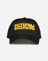 New Era Green Bay Packers 'Upside Down Logo' 9FORTY A-Frame Snapback Black