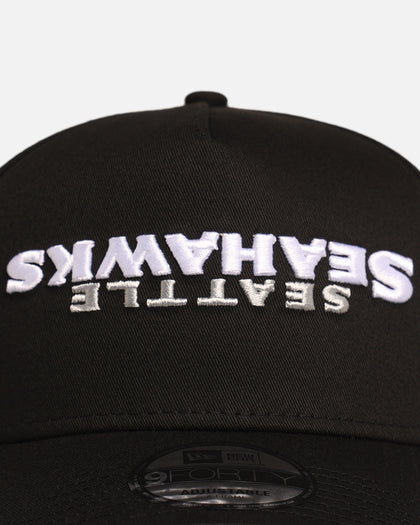 New Era Seattle Seahawks 'Upside Down Logo' 9FORTY A-Frame Snapback Black