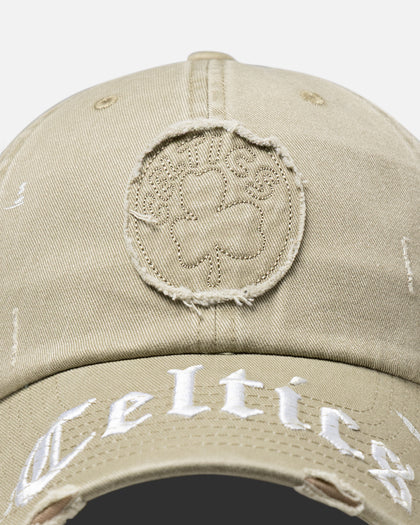 Mitchell & Ness Boston Celtics 'Gothic Arch' Dad Fit Strapback Gravel Stone