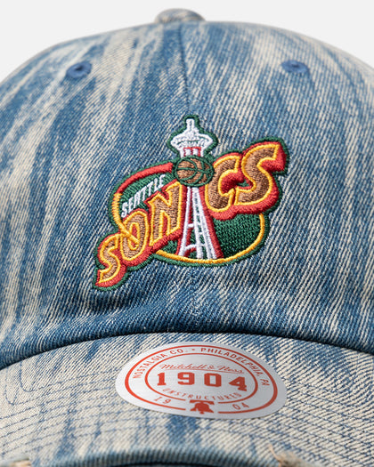 Mitchell & Ness Seattle SuperSonics 'Washed Denim' Dad Fit Strapback Denim