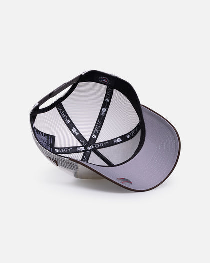 New Era Los Angeles Dodgers 'Upside Down Logo' 9FORTY A-Frame Trucker Snapback White/Brown