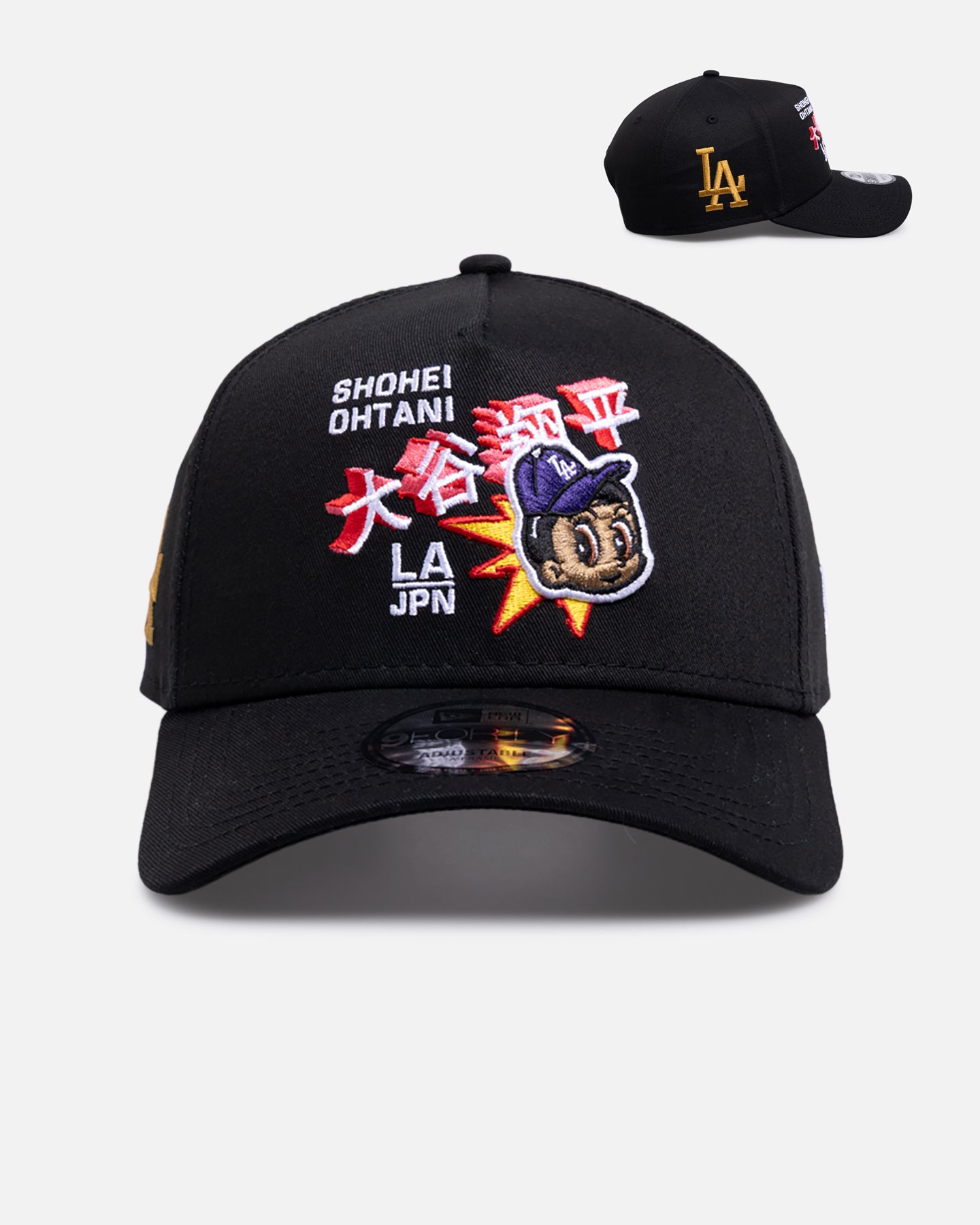 NEW ERA × RIEHATA Los Angeles Dodgers 大谷 New Era Los Angeles Dodgers 'Ohtani' 9FORTY A-Frame Snapback Black
