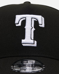 New Era Texas Rangers 'Black' 9FORTY A-Frame Snapback Black/White