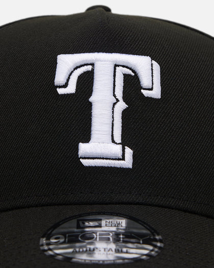 New Era Texas Rangers 'Black' 9FORTY A-Frame Snapback Black/White