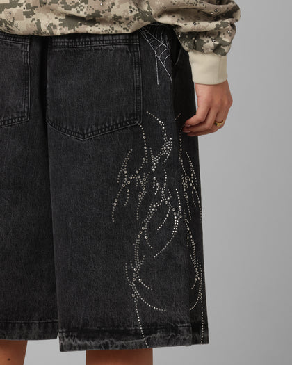 Loiter Goth Clique Jorts Black