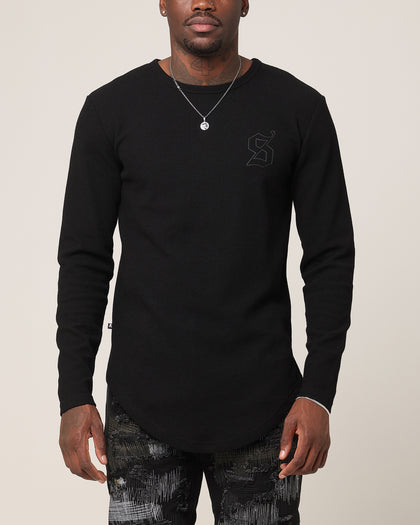 Saint Morta Men's Icon Waffle Long Sleeve T-Shirt Black/Black