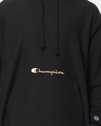 Champion Men's Rev Weave Script Hoodie Black/Gold