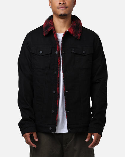 Saint Morta Men's Tartan Sherpa Denim Jacket Black/Red