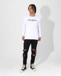 Saint Morta Drop Tail Long Sleeve T-Shirt White