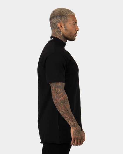 Saint Morta Old English Mock Neck T-Shirt Black/White