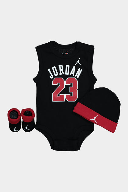 Jordan Infant Beanie Booties Onesie Set Black